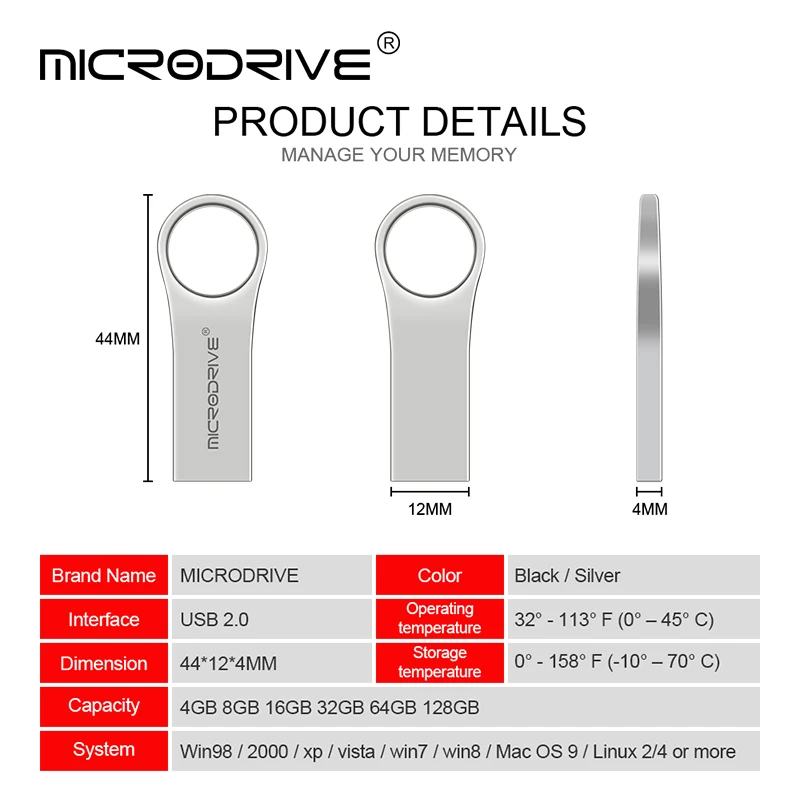 Водонепроницаемый usb флеш-накопитель 4 GB/8 GB/16 GB/32 GB/64 GB металлическая карта pendrive Memory Stick накопители u-диск с кольцом для ключей