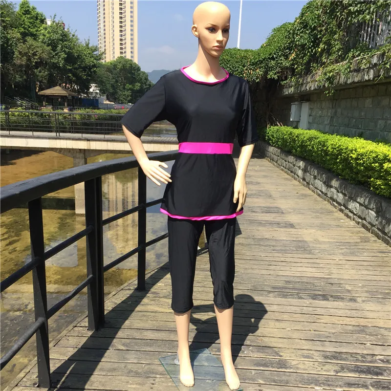 2XL новинка 2019 два предмета короткий рукав мусульманские купальники для женщин