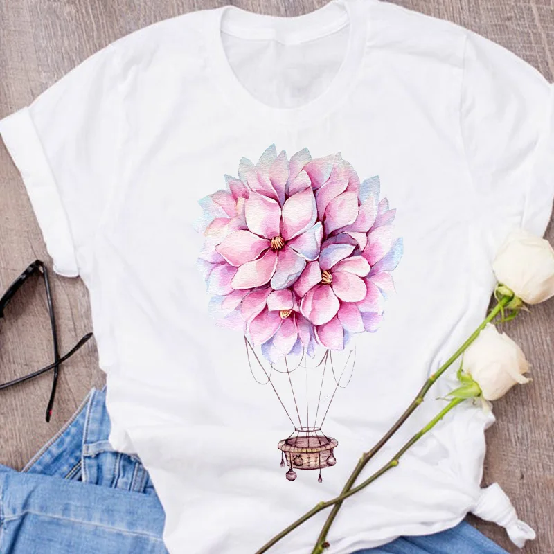 Женская футболка в стиле 90 х с цветочным принтом|Футболки| |