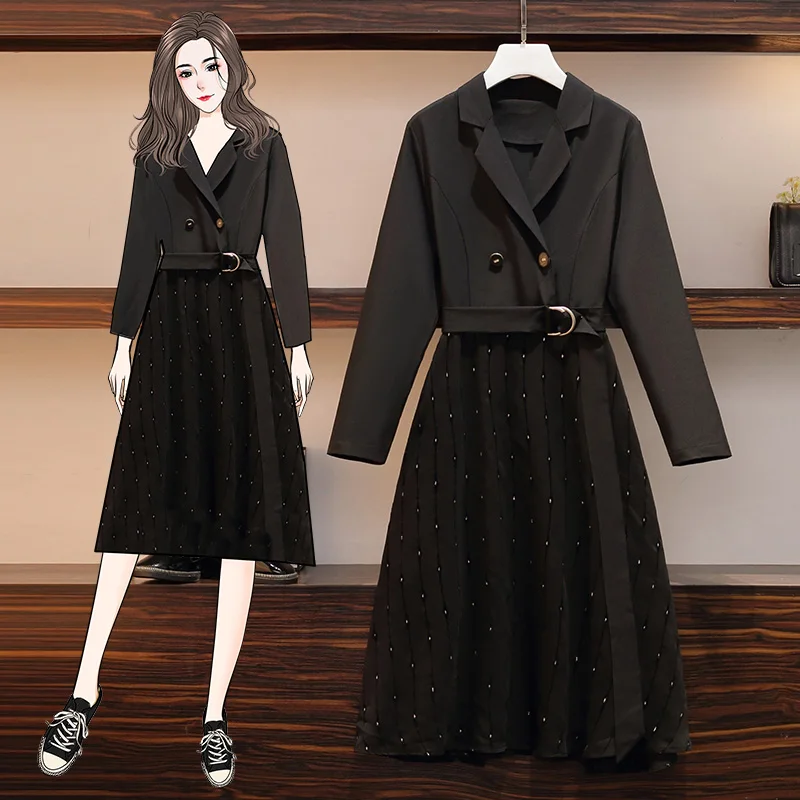 Plus Size Women Black Shirt Office Dress 2020 Smart Notched Long Sleeve Double breasted Prom Party Bodycon Dresses Cloth | Женская