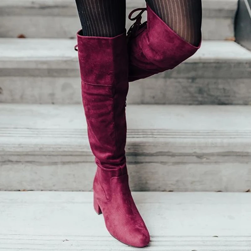 Женские теплые сапоги коллекция 2019 года сезон осень-зима Новые ботфорты с острым