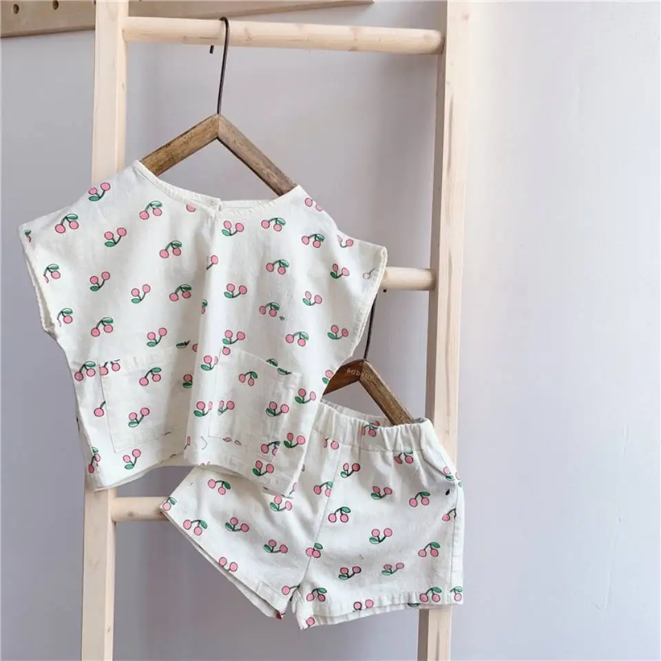 

Clothes For Girls Summer Toddler Girls Cotton Printing Clothes 2Pcs Outfits Kids Clothing For Girls Tracksuit Suit18M 2 3 4 6 8Y