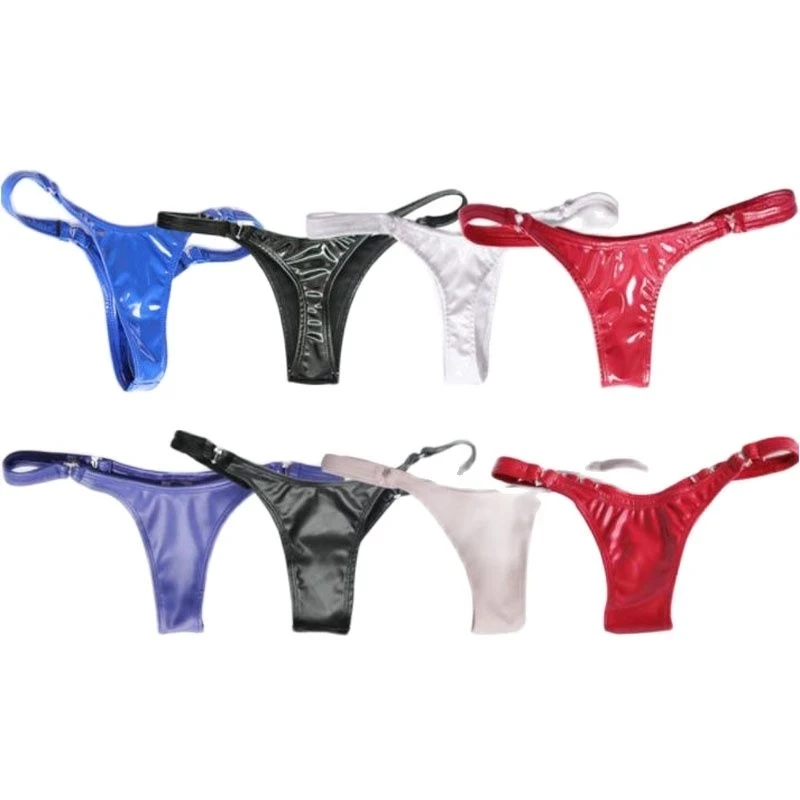 

Women Heart Briefs Low Waist Narrow Crotch Tangas High Quality PVC Latex Leather Lift Hips Hot Sexy Thongs And G Strings Panties