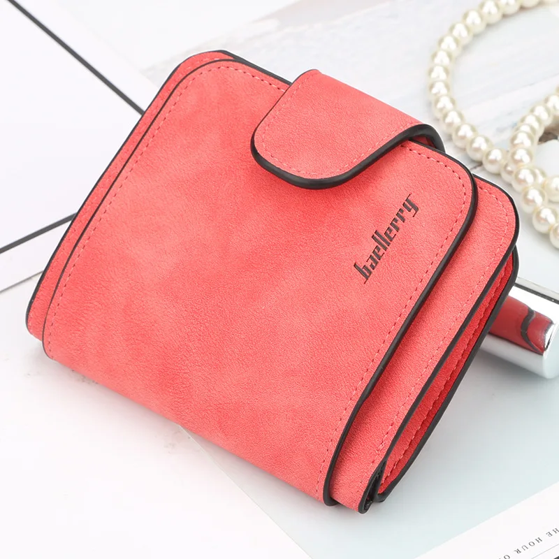 

New Casual Solid Color Women's Purse Buckle Zipper Frosted PU Leather Zero Wallet Cute Fresh Student Short Wallet