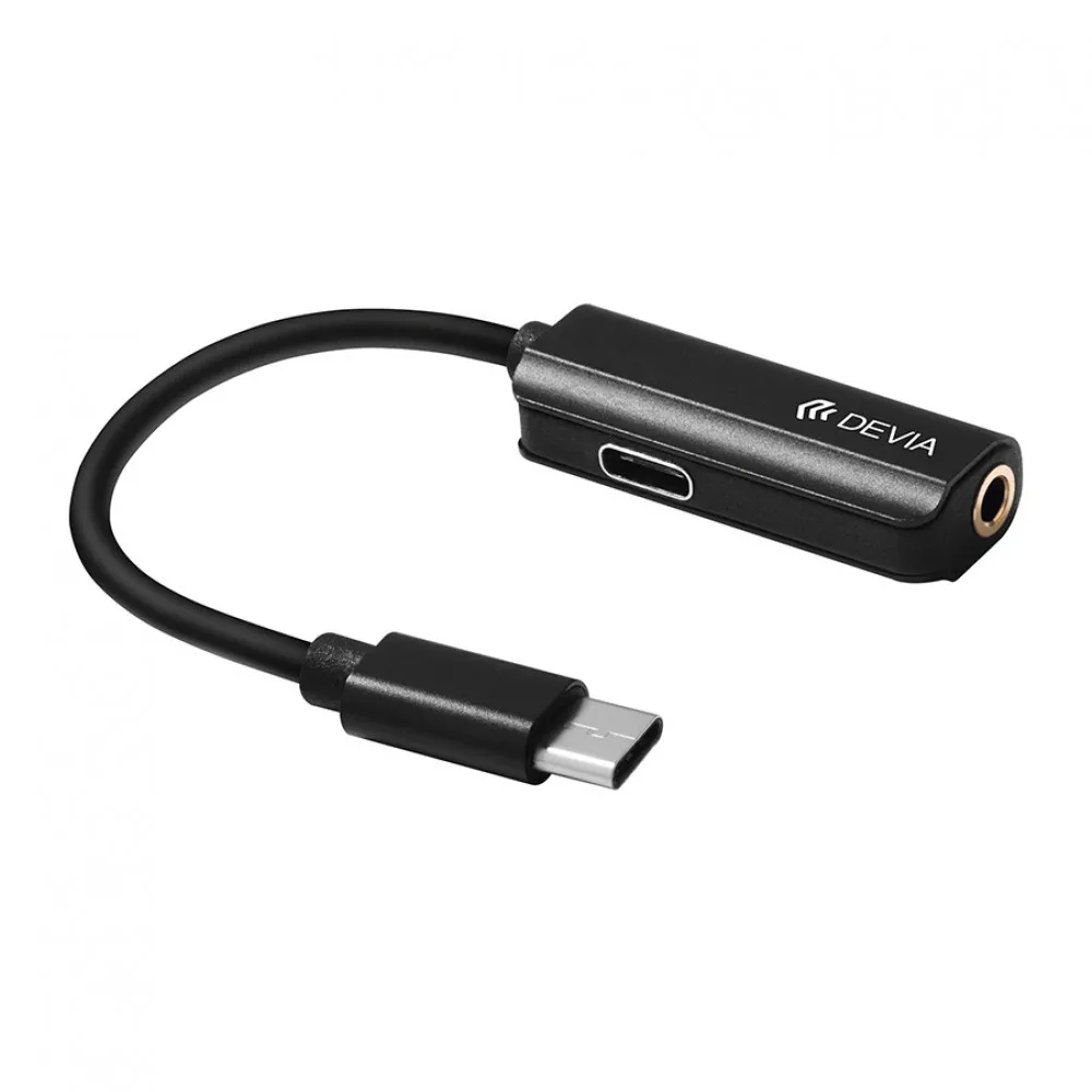Адаптер Devia Dual Type-C + 3.5mm Charging Splitter - Black
