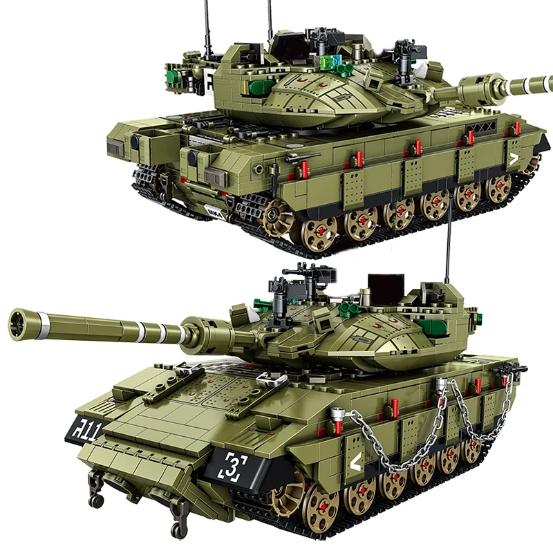 Военная серия 1:28 MERKAVA MK4 1730 шт. строительные блоки солдат оружие Танк армейский