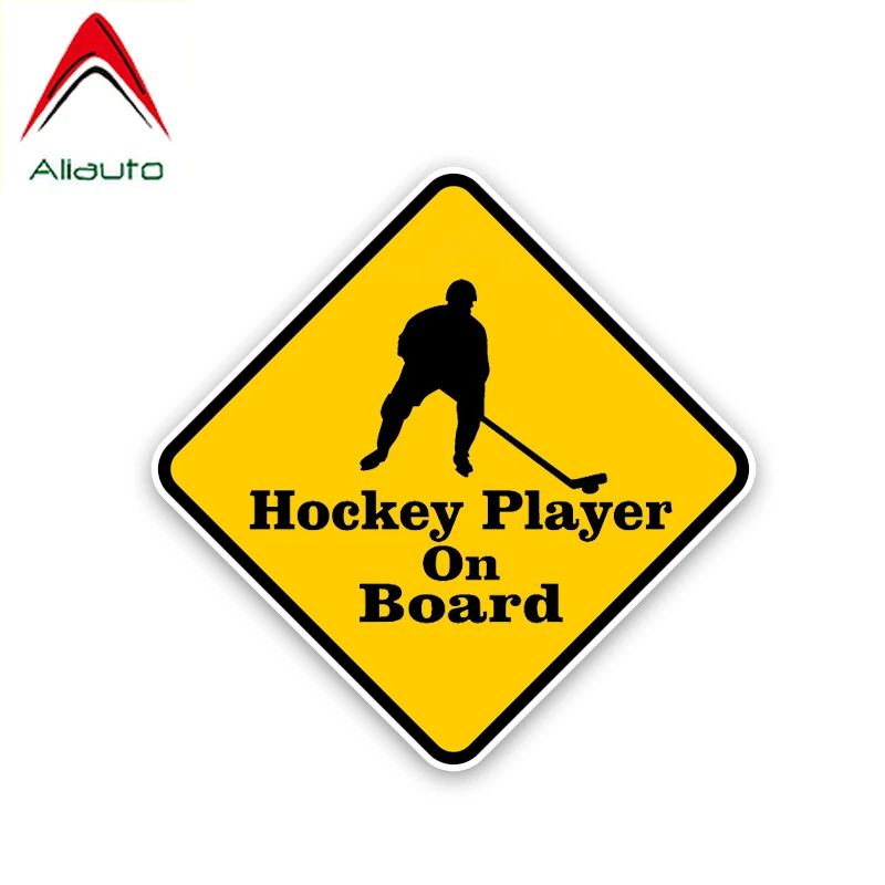 Aliauto Warning Car Sticker Hockey Player on Board Cover Scratch Waterproof Personality Anti-UV Accessories PVC Decal 13cm*13cm |