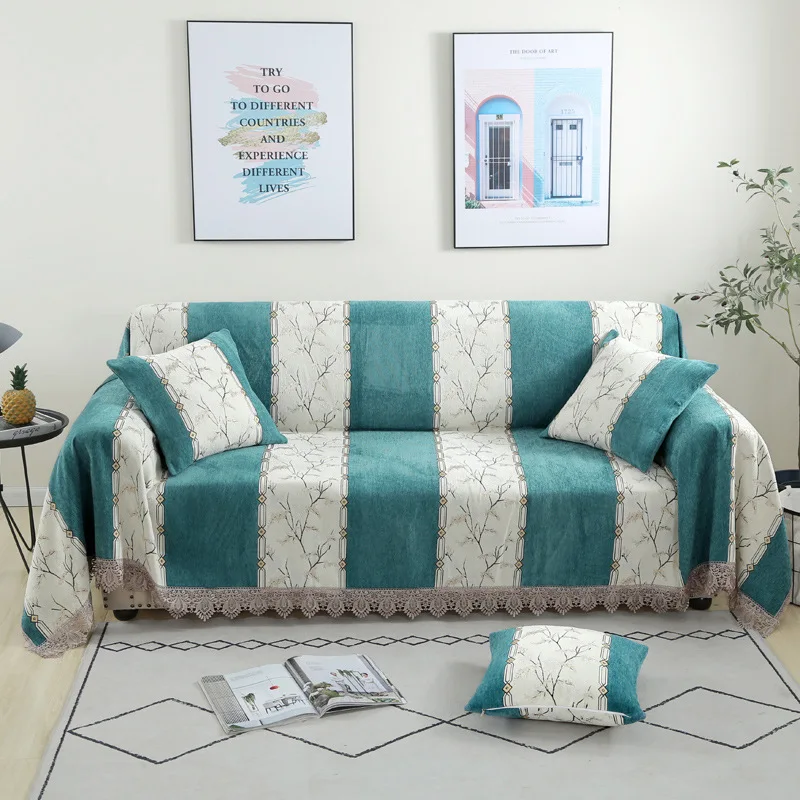 

GY4171 Gyrohome North European Style Chenille Soft Blanket Sofa Decorative Slipcover Stitching Rug Carpet Home&Living