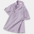 Летние рубашки для мальчиков, хлопковая блузка для маленьких девочек, топы, детская одежда, рубашки с коротким рукавом, красивая школьная рубашка в полоску для подростков