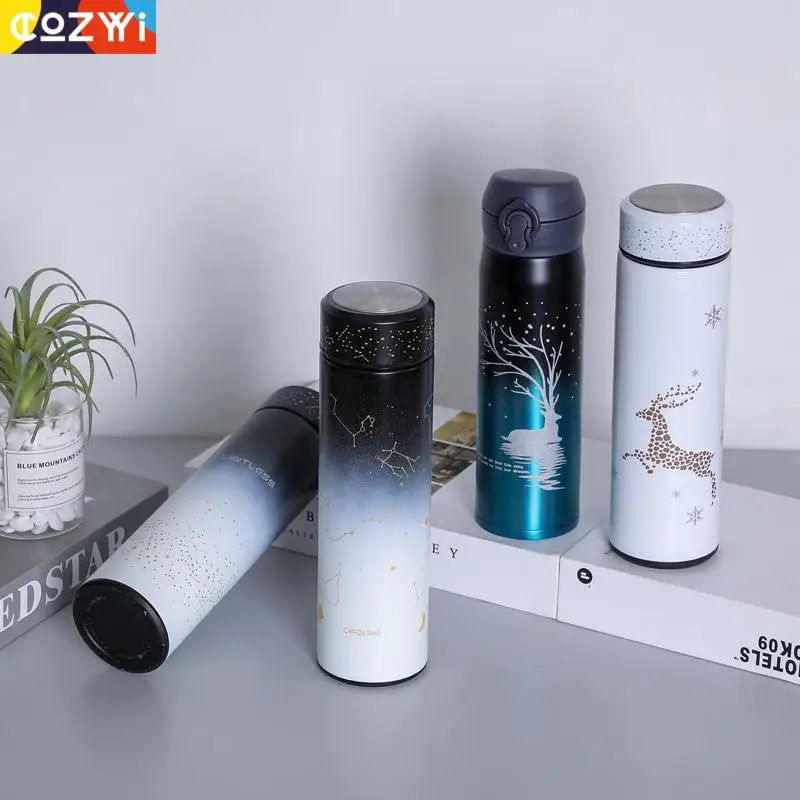 Термос из нержавеющей стали для кофе 500 мл светящаяся бутылка воды чашка термоса