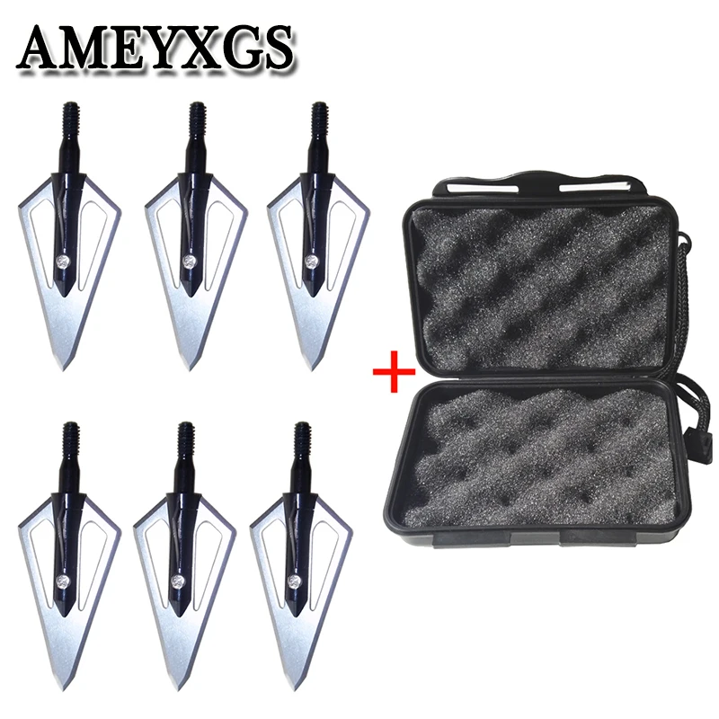 

6pcs Archery Hunting Broadheads 4 Blades Arrowhead 100Gr Arrow Point Target Shooting Tips Crossbow Compound Recurve Bow Head