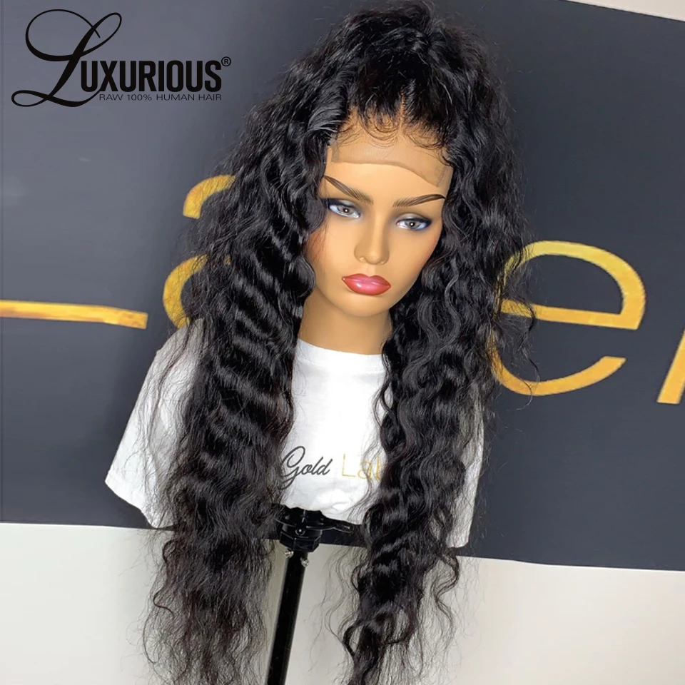 Glueless 13*6 дюймов кружевные передние человеческие волосы парики с детскими волосами бразильские волосы remy глубокая волна человеческие волосы парик предварительно выщипанные волосы