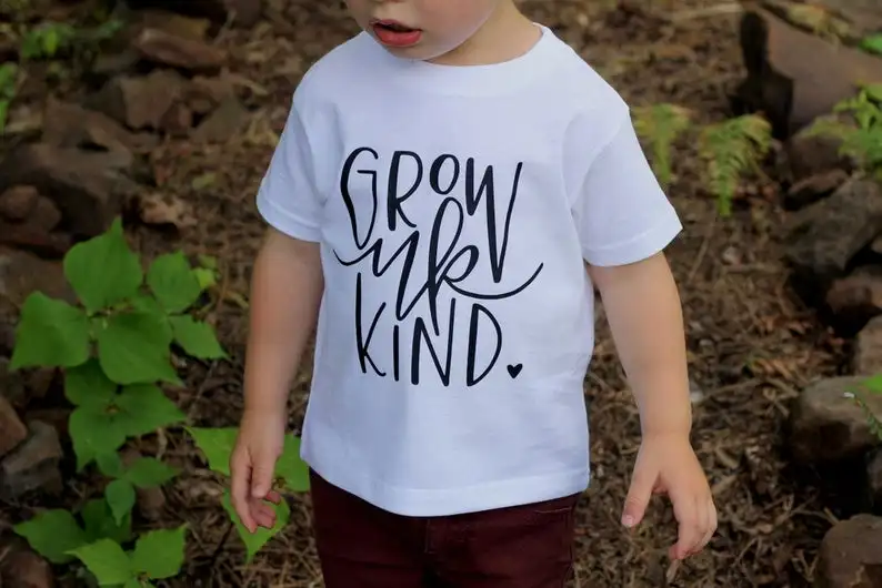Grow Up Kind-Camiseta de manga corta para ni&ntilde;os, camisetas de moda de verano, camisetas informales con cuello redondo, trajes bonitos-2