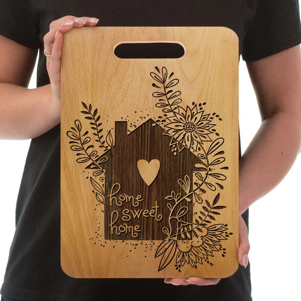 Цветочный дом сладкий разделочная доска пользовательский лазер гравированная