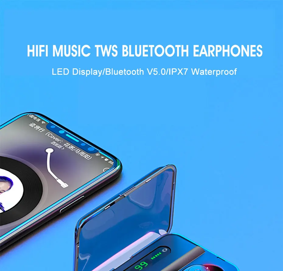 F9 TWS Bluetooth 5,0 6D стерео беспроводные наушники светодиодный дисплей водонепроницаемые IPX7 спортивные наушники с зарядным устройством микрофон для всех телефонов