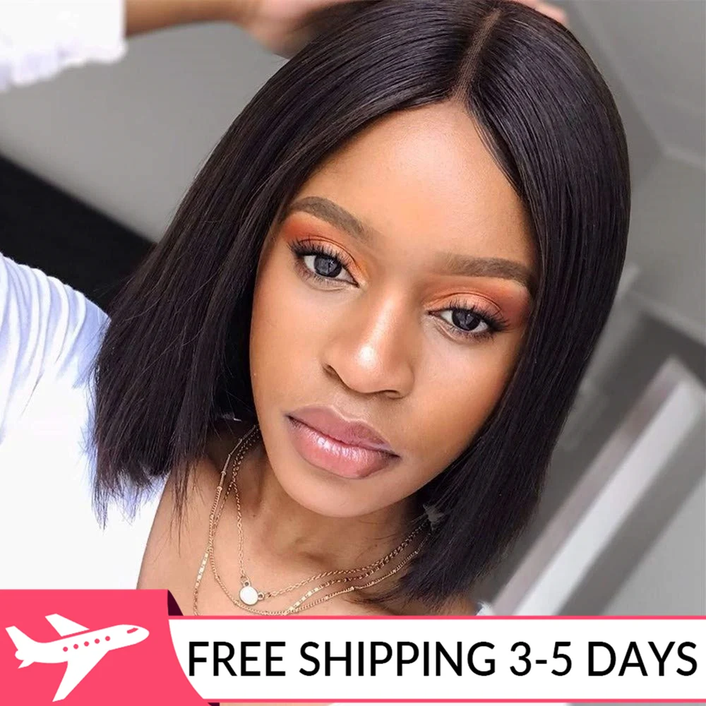 

Парик Боб на сетке 4x4, черный парик Боб, прямые человеческие волосы, 150% плотность, средняя часть, боковая часть, предварительно выщипанный, бе...