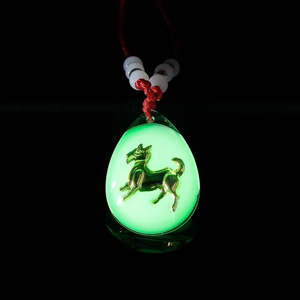 

Shine At Night Summer Jewelry Women China Animal Charms 12 Zodiac Necklace on Neck Children Crystal Pendant Gift Hand-woven Rope