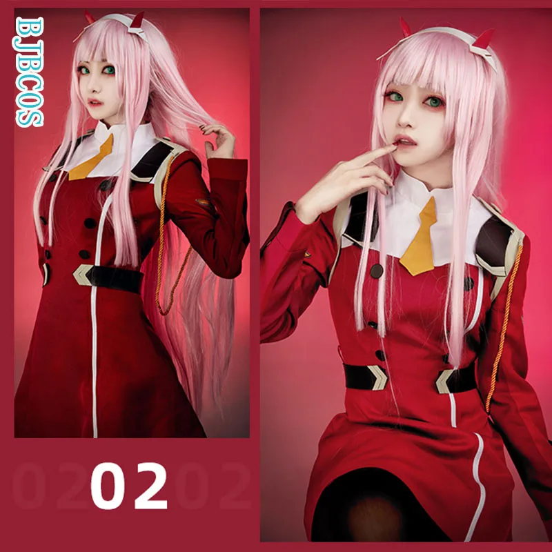 

Костюм для косплея 02 Zero Two DARLING in the FRANXX, женский костюм DFXX, полный комплект, платье с головным убором