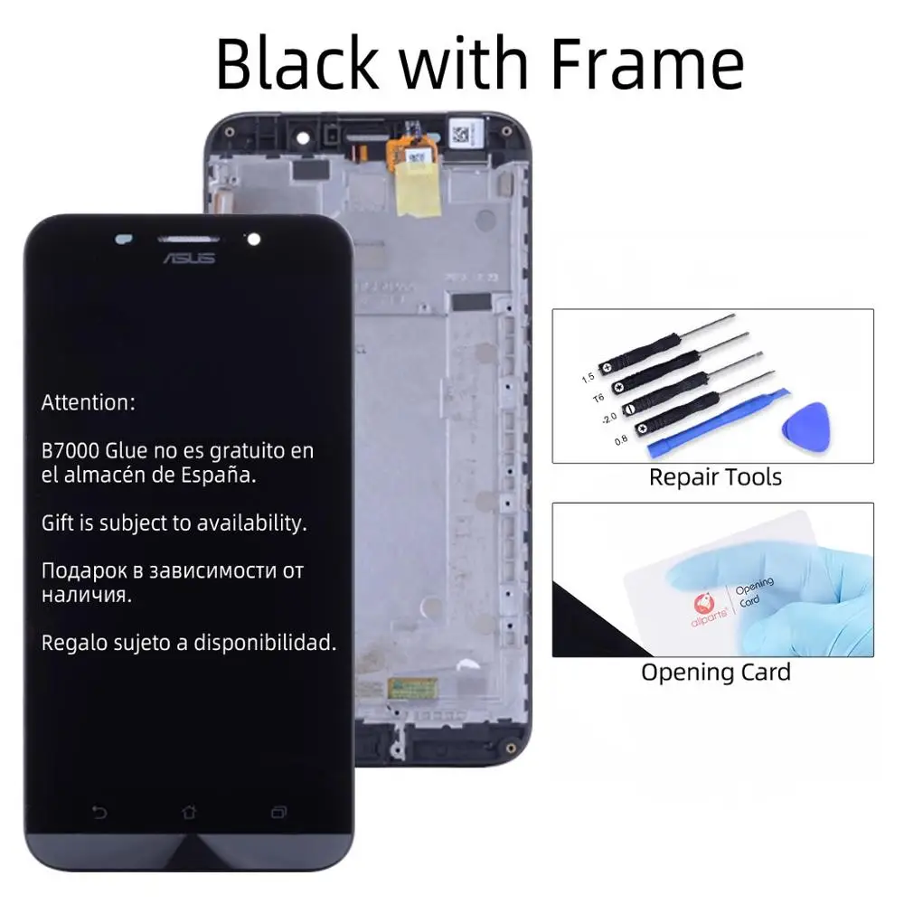 Дисплей для ASUS Zenfone Max ZC550KL LCD в сборе с тачскрином на рамке черный белый - Цвет: with Frame Black