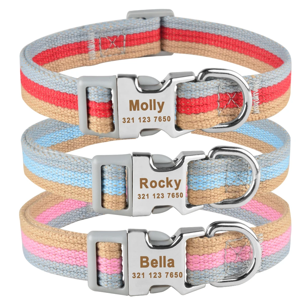 

Ошейник для собак, нейлоновый, регулируемый, с выгравированным именем