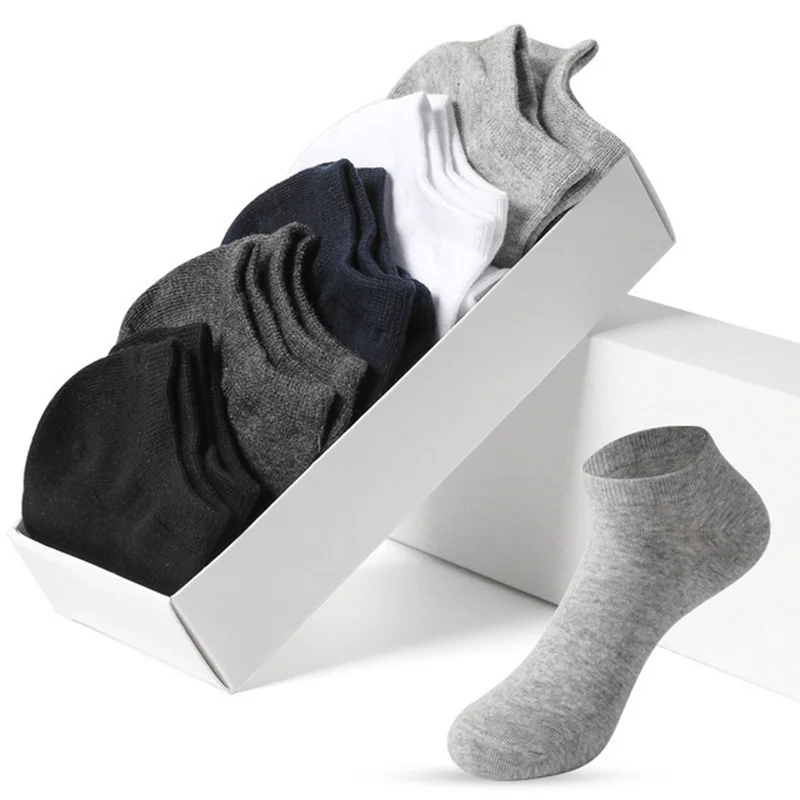

Short Socks Mens Summer Breathable Solid Color Cotton Socken Socks Calcetines No show Casual Socks Set 5 Pair Pack Men Thin