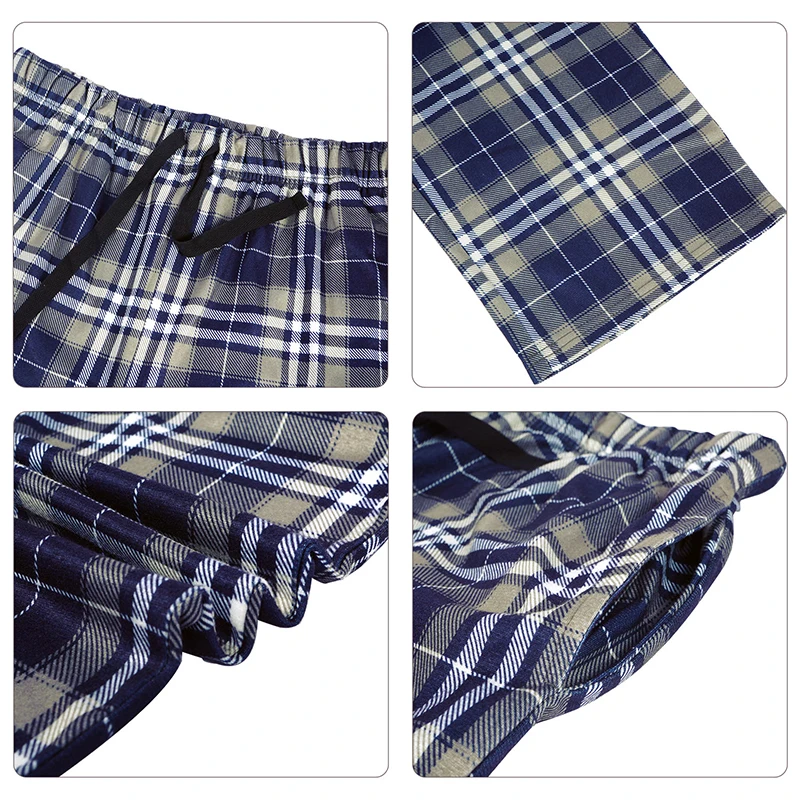 

Men's Home Pants Cotton Flannel Autumn Winter Warm Sleep Bottoms Male Plus Size Plaid Print Sleepwear Pajama Pants For Men