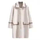 Шуба норковая бархатная средней длины с маленьким запахом, новинка, женский кардиган, утепленная осенне-зимняя искусственная шерстяная куртка для женщин L535