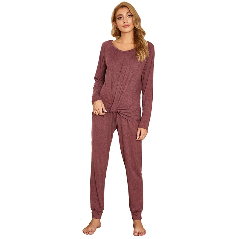 Ladies Pajamas Set Comfortable Long-sleeve Trousers Soft Round Neck Home Set Autumn and Winter New Sleepwear Soft Home Wear