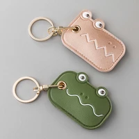 cartoon leather key ring personality access card case green frog pink peach keychain bag car pendant men women couple gift toy