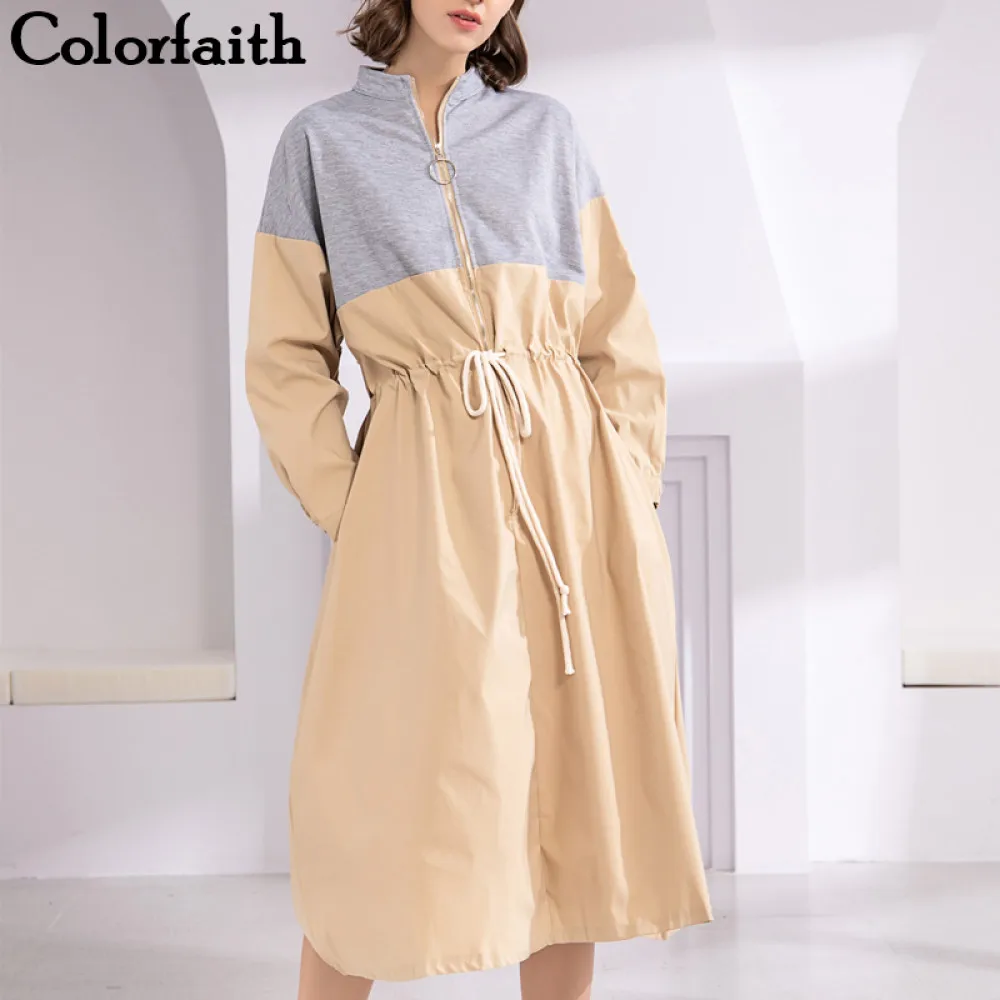 Colorfaith Новинка 2021 женские весенне осенние платья спортивный стиль пэчворк