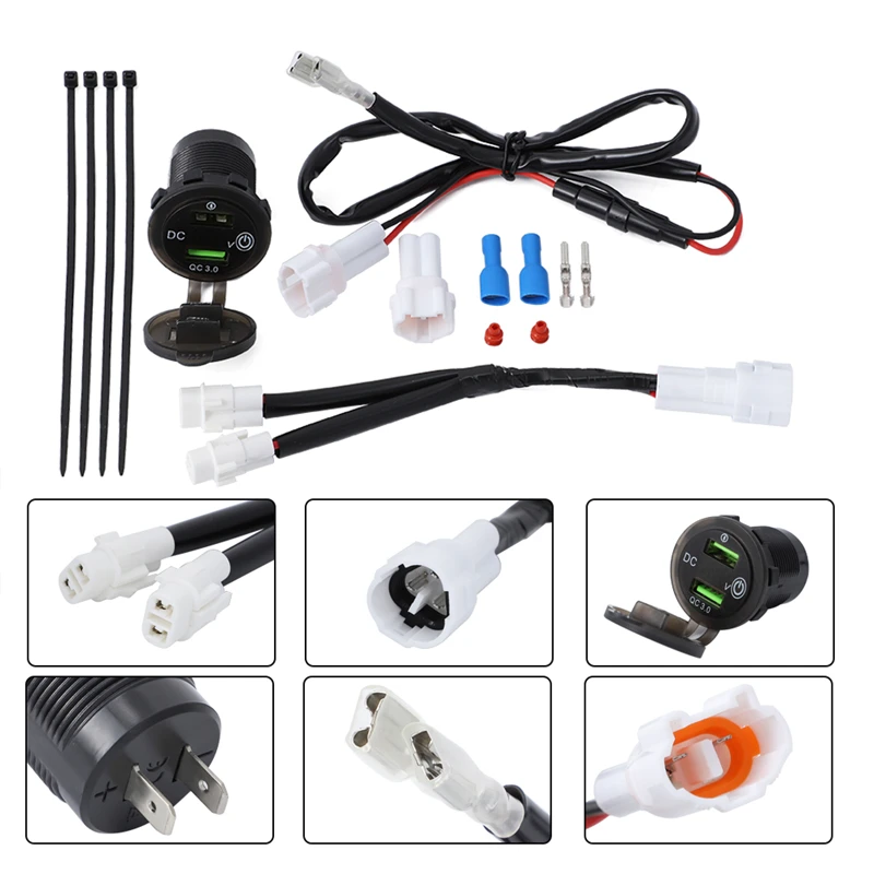 Быстрое зарядное устройство 3,0 Для Yamaha Tenere T7, зарядное устройство USB QC3.0, набор зарядных кабелей с разветвителем порта, комплект Plug and Play