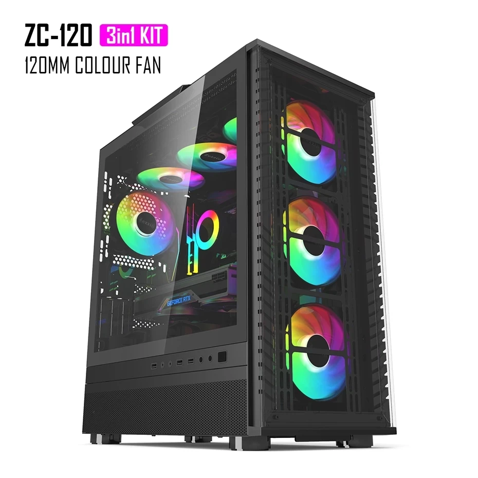 ZEZZIO ZC-120 3 в 1 комплект 120 мм Светодиодная подсветка 6 цветов Блестящий цветной