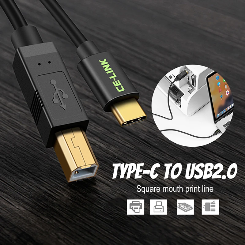Переходник с разъемом типа C на USB 2 0 B кабель для передачи данных папа принтер