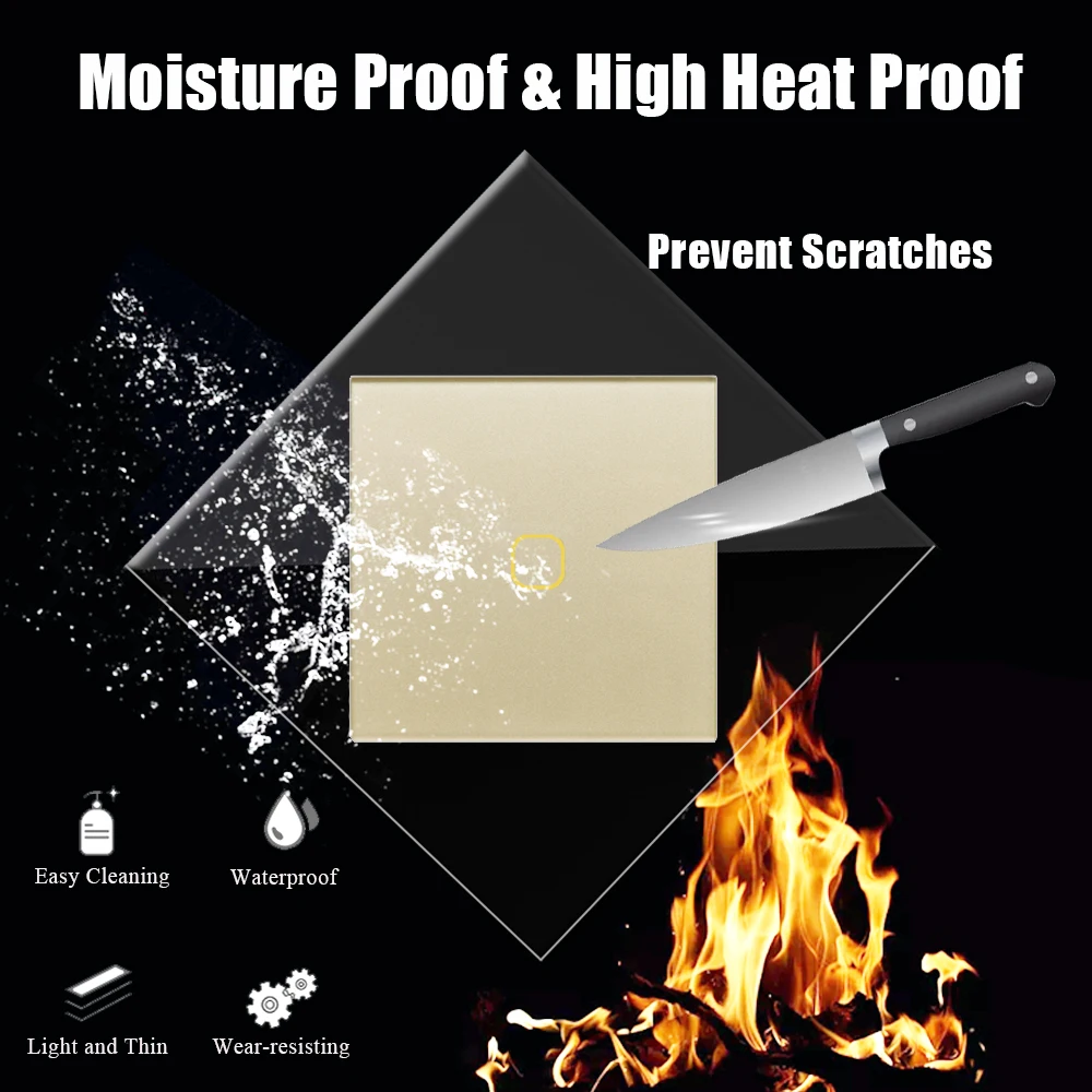 Сенсорный выключатель светодиодный стеклянный панель европейского стандарта 1 2