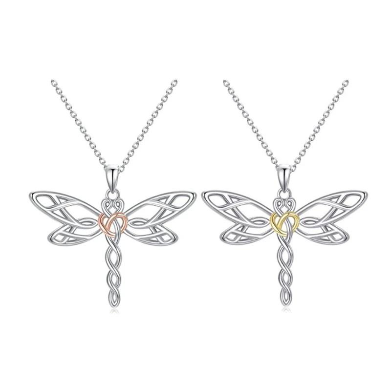 Модное ожерелье серебряного цвета креативное женское со стрекозой