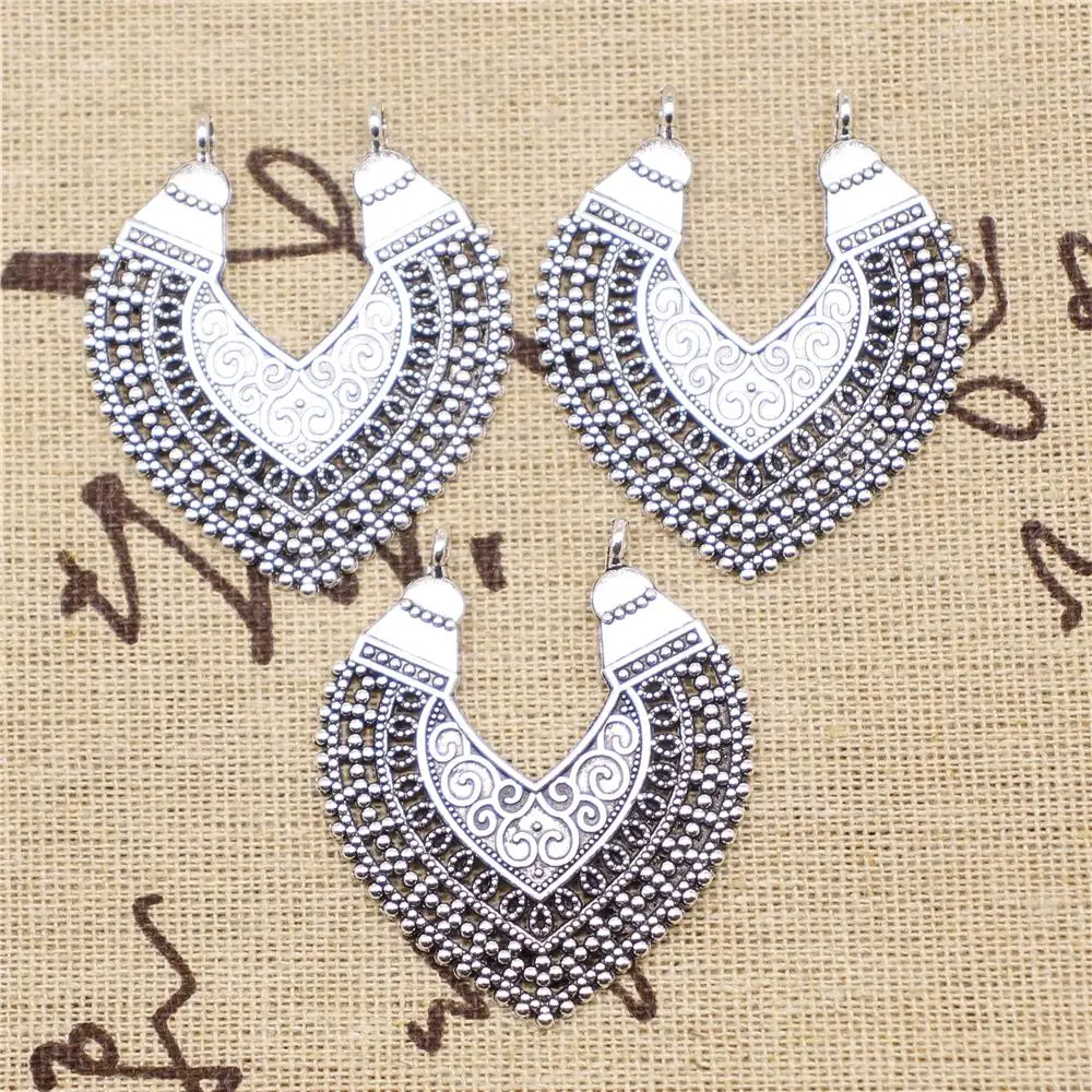 

Jewelry Making Charms 2pcs 38x43mm Antique Silver Color Pendant For Connecting Earrings Jewelry Components