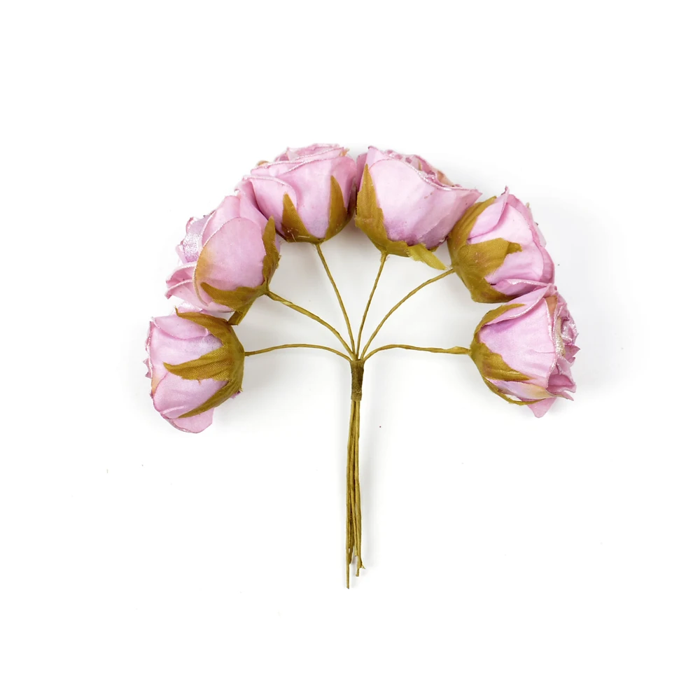 6 шт. искусственный цветок 4 см шелк ярко розовая роза Искусственные цветы