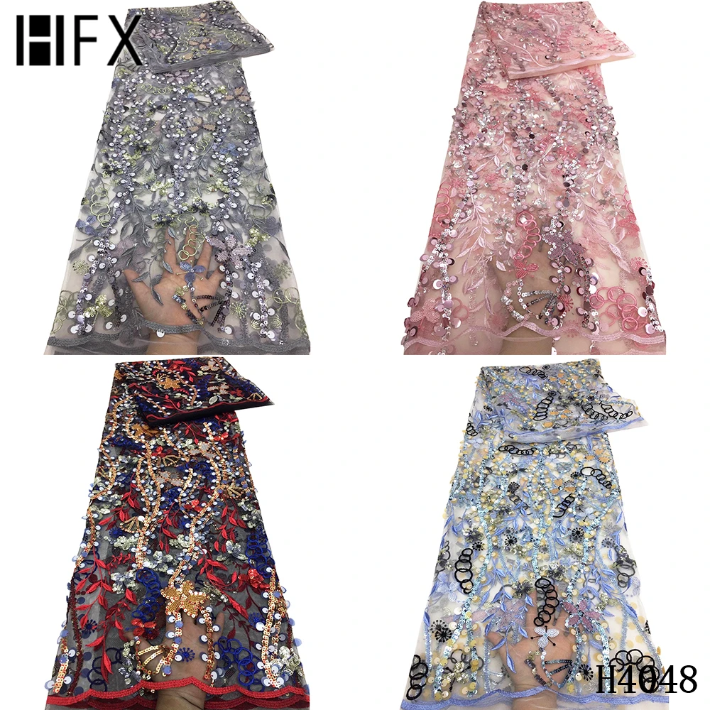 

Pink Nigerian Lace Fabric 2020 High Quality Lace Latest French Net Lace Embroidery Sequins Lace Fabric For Party Dress F4048