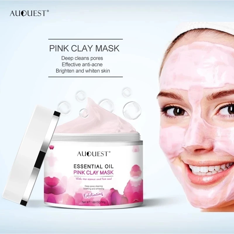 

50g Auquest Pink Clay Mask Against Face Acne Exfoliating Pore Black Dots Blackhead Deep Cleansing Mask Facial Beauty Skin Care