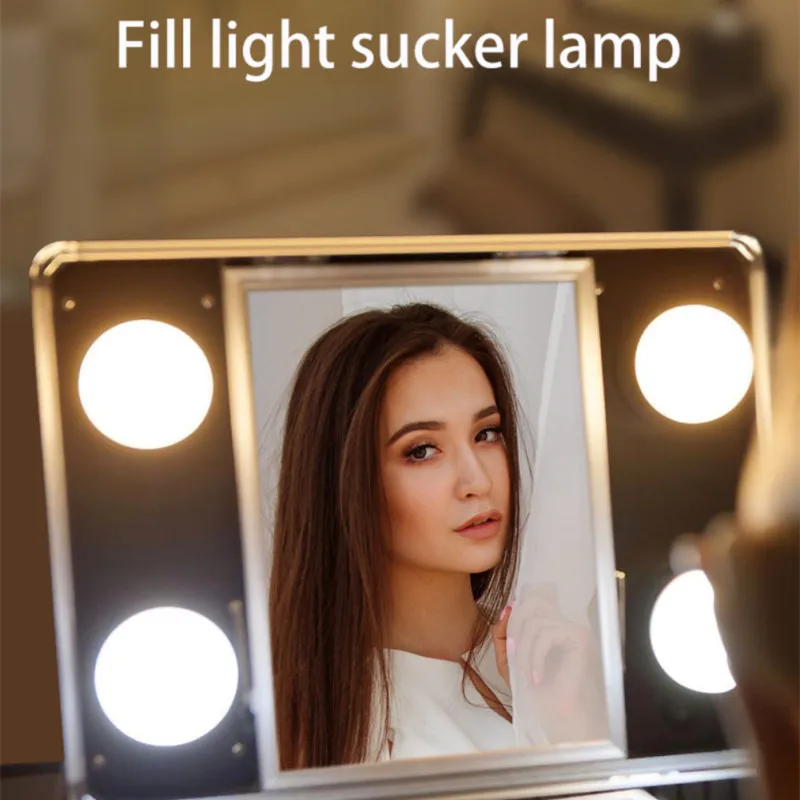 

Светодиодные лампы на присоске для зеркала для макияжа, приглушаемые светильники для туалетного столика, ванной комнаты, с USB разъемом