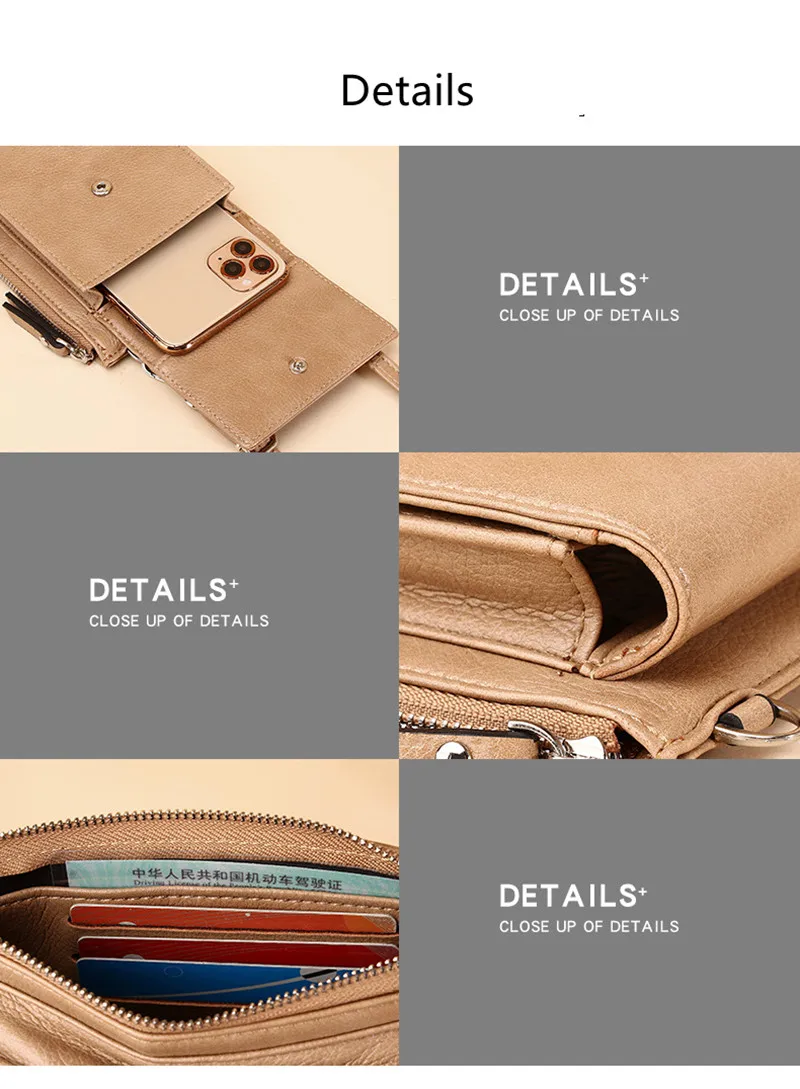 

2021 new ladies one-shoulder messenger bag long small square bag mini vertical multi-card mobile phone bag trendy brand