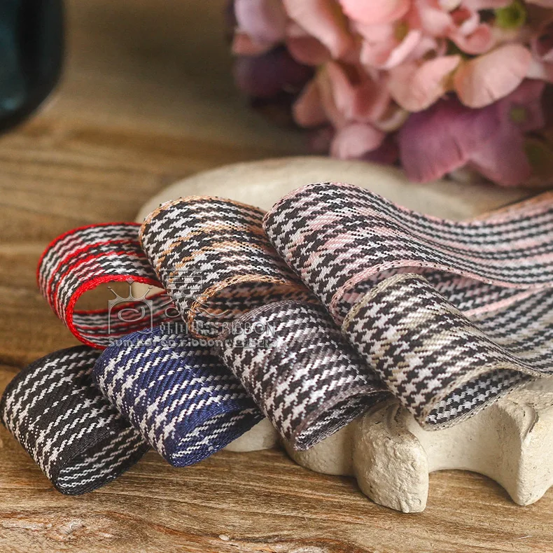 

100yards 10 16 25 38mm houndstooth ribbon for garment apparel accessories bouquet flower packing bow