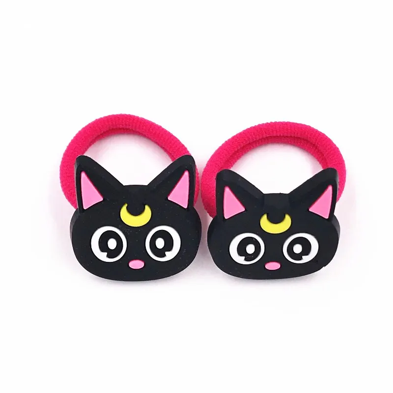 2-шт./набор эластичные резинки для волос со милыми карикатурными изображениями мороженого, Луны, кота-моряка Луны, иконки "Сейлор Мун", торта из ПВХ, головные уборы из нейлона с резиновыми веревками, аксессуары.