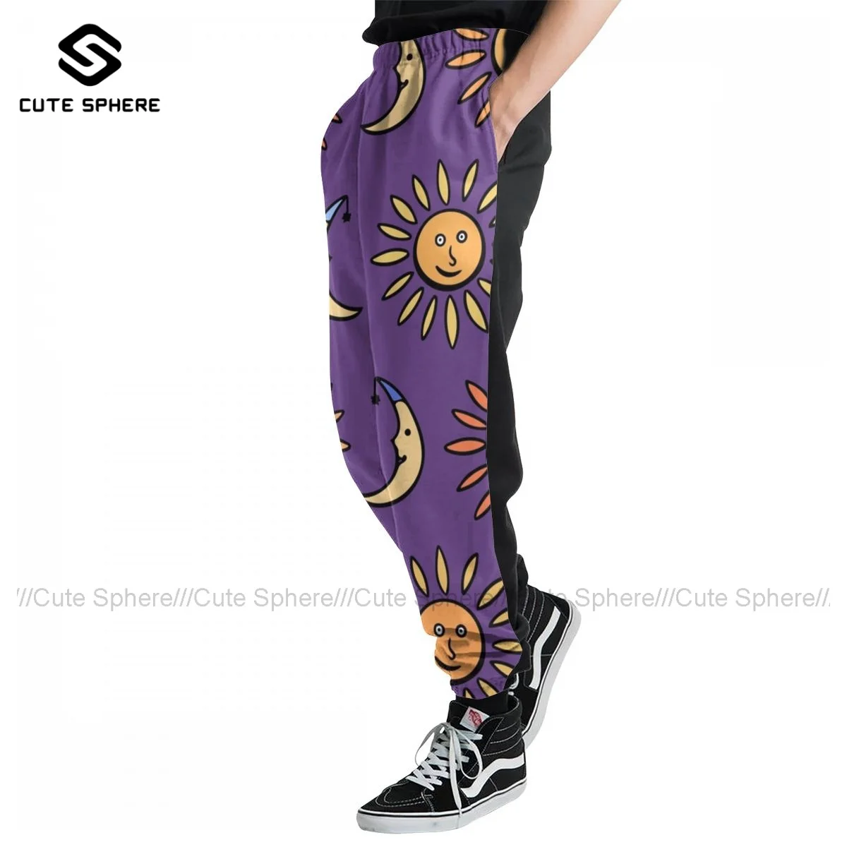 

Sun Moon Sweatpants Comfy Male Joggers Training Polyester Bulk Casual Pants