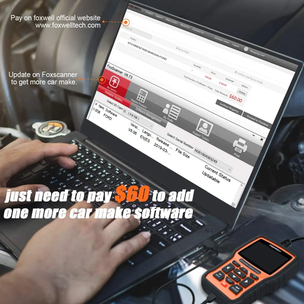 Foxwell NT510 Elite OBD Автомобильный диагностический инструмент Автомобильный сканер полная система ABS SRS подушка безопасности DPF EPB сброс масла ODB2 OBD2 сканер