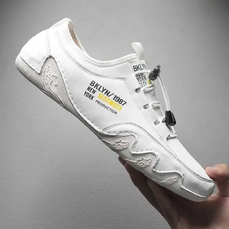 

Genuine Leather Casual Shoes Men Driving Shoes Fashion Footwear 46 45 Mens Flats Leather Sneakers White Black Zapatos