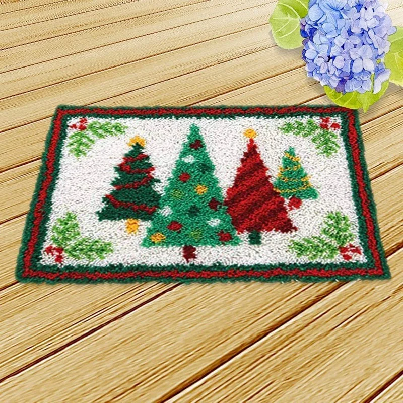 Latch Hook Kit DIY Crochet Yarn Kits 20 X 14 Inch Christmas Tree Rug Making Crafts For Kids Adults And Beginners | Дом и сад