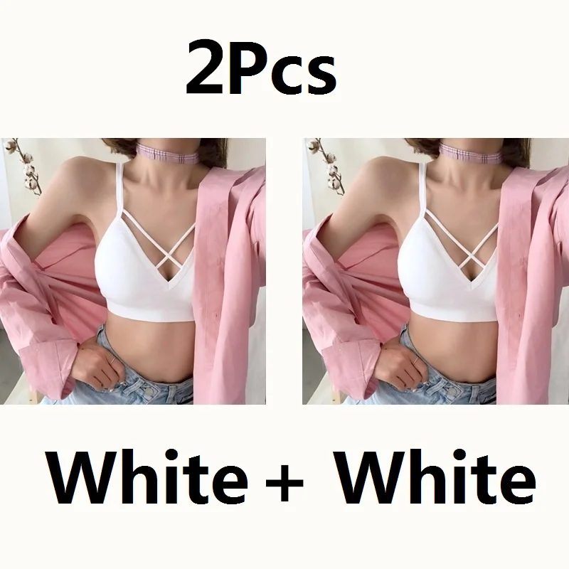 2pcs White Gumprun, 2 шт., сплошной цвет, цельный бюстгальтер, выдалбливают, пуш-ап, бюстгальтер без косточек, бесшовное нижнее белье для женщин, стройнящие, уютные бюстгальтеры для женщин - Цвет: 2pcs White