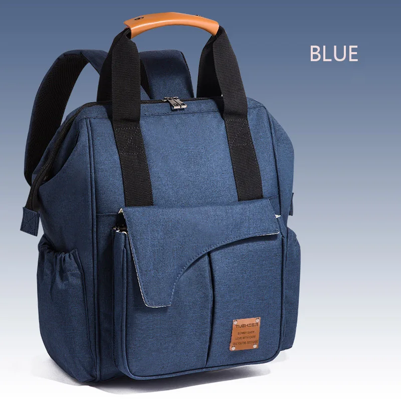 blue diaper bag Сумка для мам и мам, модный дорожный рюкзак для подгузников для мам, многофункциональная водонепроницаемая сумка для детских подгузников для коляски - Цвет: blue diaper bag