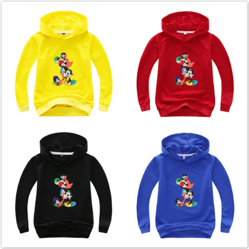 Весенняя Детская толстовка с мультяшным Микки футболка длинным рукавом одежда